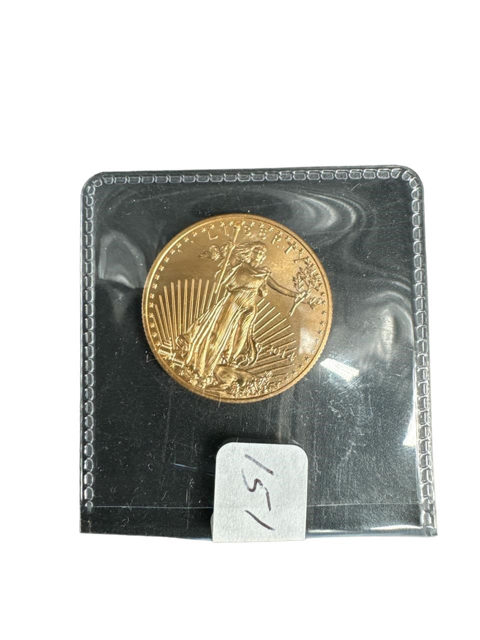 1/2 OUNCE US GOLD AMERICAN EAGLE $25 .999 FINE