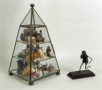 Glass Pyramid Display Case w/ Miniature Figures