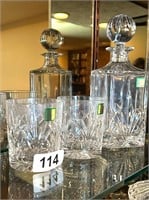 Waterford Marquis Decanter & 2 Rock Glasses