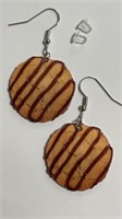 Striped cookies double sided earrings 2 inches