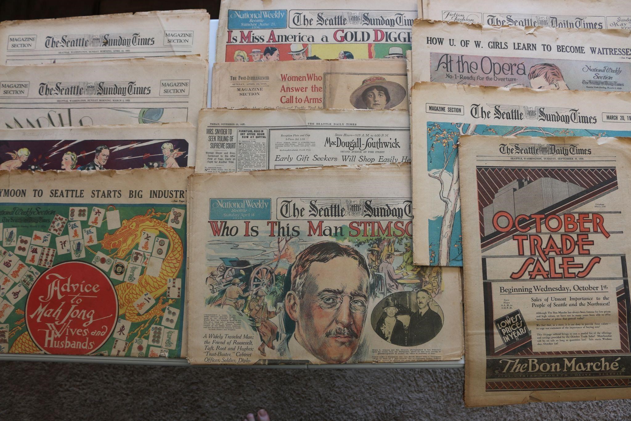 1920-1930 Seattle Newspaper Sections