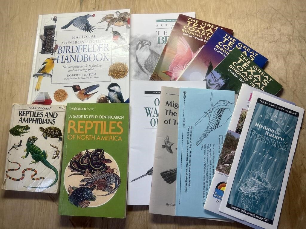 lot of reptile  and bird books & Trail Maps