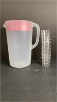 Plastic Pitcher With 10 Shot Glasses