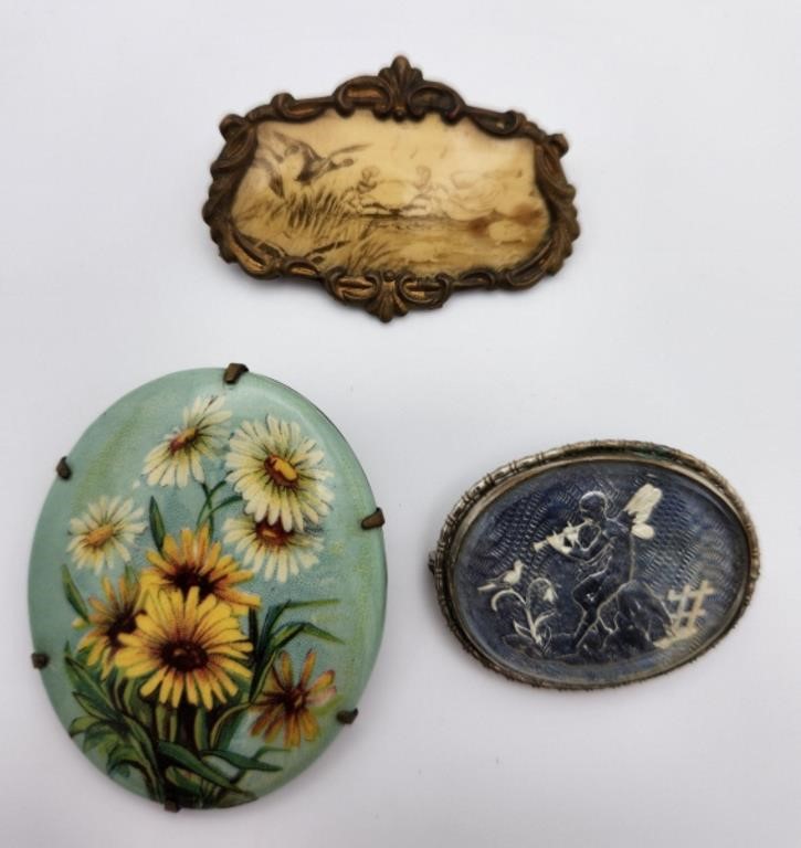 3 Interesting Antique Brooches