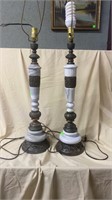 Oriental Ornately designed Stone and Metal Lamp