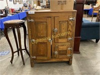 ANTIQUE OAK ICE BOX WITH HARDWARE