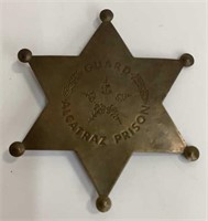 Alcatraz Prison Guard brass badge