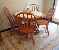 WOODEN DINING TABLE W/CERAMIC TILE INSERTS