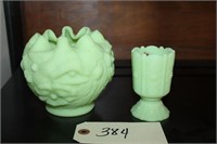 Antique Fenton vase and candle cup
