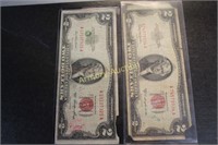 2 RED SEAL 2 DOLLAR NOTES