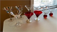 Assorted Martini Glasses. 11 Glasses total.
