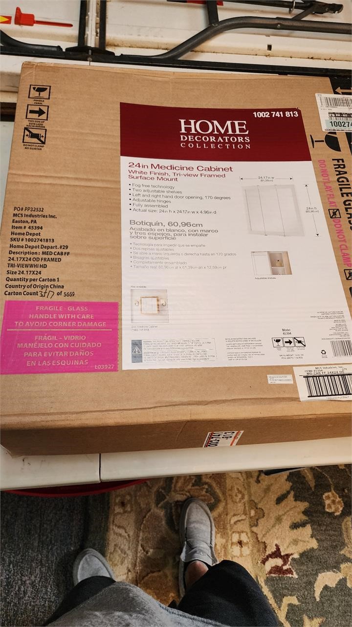 NIB 24" White Medicine Cabinet