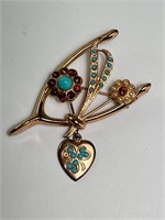 Lg Vintage Sterling (Corro) Turquoise Pin/Brooch