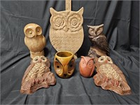 Owls - Hand Carved Wooden, Terracotta & Molded