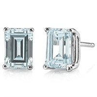 7x5MM Emerald Cut Aquamarine 1.85CTW Stud Earrings