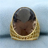 20ct Smokey Topaz Statement Ring in 18K Yellow Gol