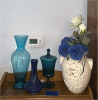 Redwing 1217 vase, blue glass