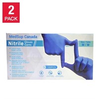 2-Pk Medsup Nitrile Gloves, 100 Count, Medium