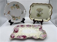 3 ANTIQUE PLATES AND SWEET TRAYS