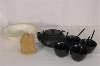 Matsuri Tea Set, Meakin Bowl, Sandman Sculpture