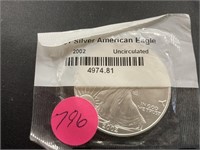 2002 Unc. American Eagle 1oz Silver $1