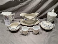 TST Iona China Cream & Sugar Set, Milk Glass