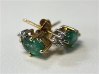 14K Emerald and Diamond Earrings