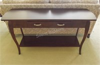Wood Console Table With Lower Shelf & Drawer