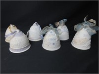 7 Lladro Bells, 1989, 2001, 2005, 1993, 2004,