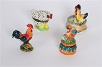 Vintage Lefton China Chicken Trinket Boxes