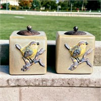 Pair of Art Pottery Tea-light Candle Holders with