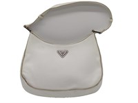 White Smooth Leather Underarm Hobo Bag