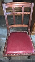 Vintage Wood Chair w Leather Seat 35x18