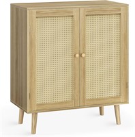 Buffet Cabinet with Storage  Rattan Decor