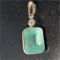 $2445 14K  Natural Colombia Emerald(4.9ct) Diamond