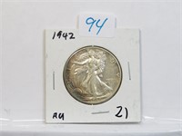 1942 P Walking Liberty Half Dollar Silver Toned