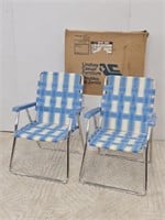 2 1970'S FOLDING LAWN CHAIRS - NEW WITH BOX