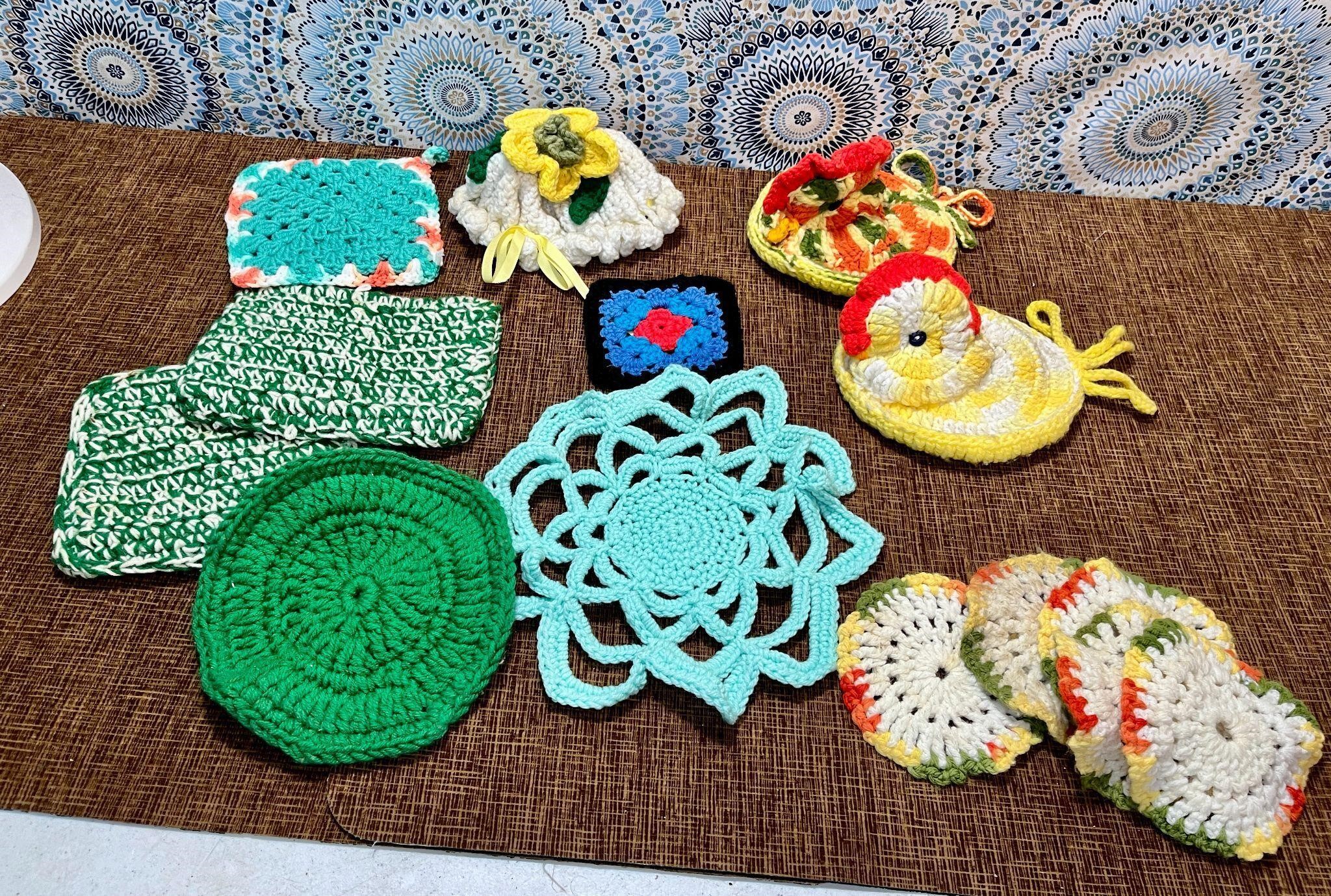 Mixed Lot Vintage Crochet Knit Hot Plate Pads