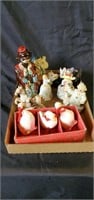 Duck, pig and clown glass figurines