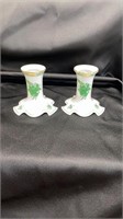Herend Chinese Bouquet Green, Candlestick Pair,