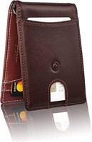 Burgundy Brown Leather Men's Minimalist Wallet