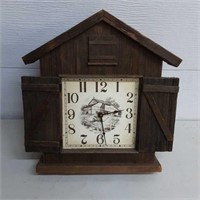 Battery powered wooden wall clock in the style