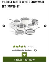 Cuisinart 11-Pc. Stainless Steel Matte White Cookw