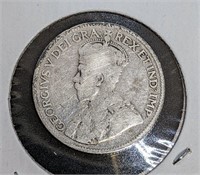 1930 Canadian Silver 25-Cent Quarter Coin
