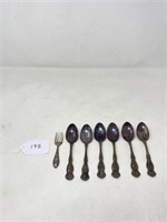 6-Silver Plate Spoons, 1-Kewpie Baby Fork