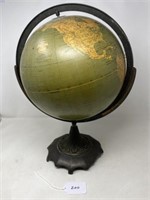 Vintage Globe with Art Nouveau Cast Base, Minor