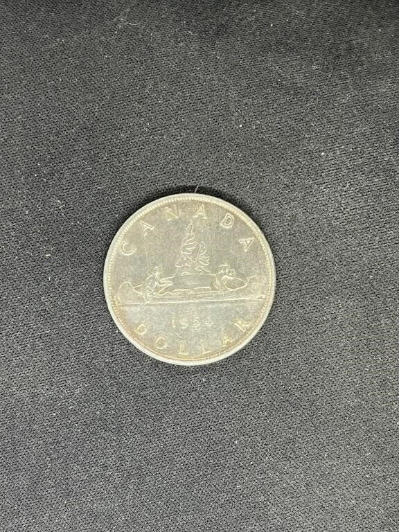 Canadian Silver Dollar 1954