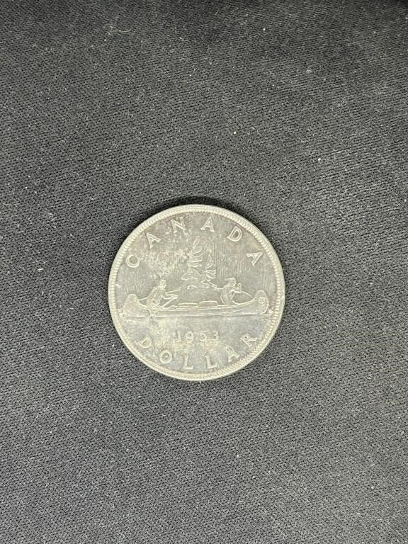 Canadian Silver Dollar 1953 Flat Edge