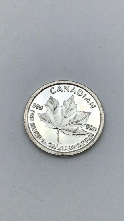 1 Gram .999 Fine Silver Canadian Maple Leaf