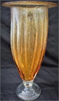 LARGE GOLD COLORED HEAVY GLASS VASE